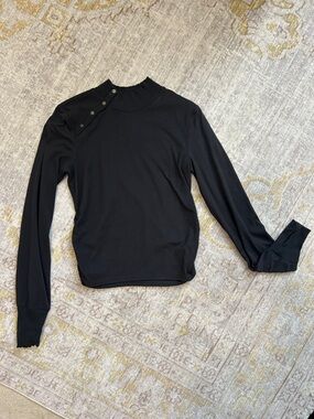 FP Movement by Free People Black Ribbed Mock Neck Sweatshirt